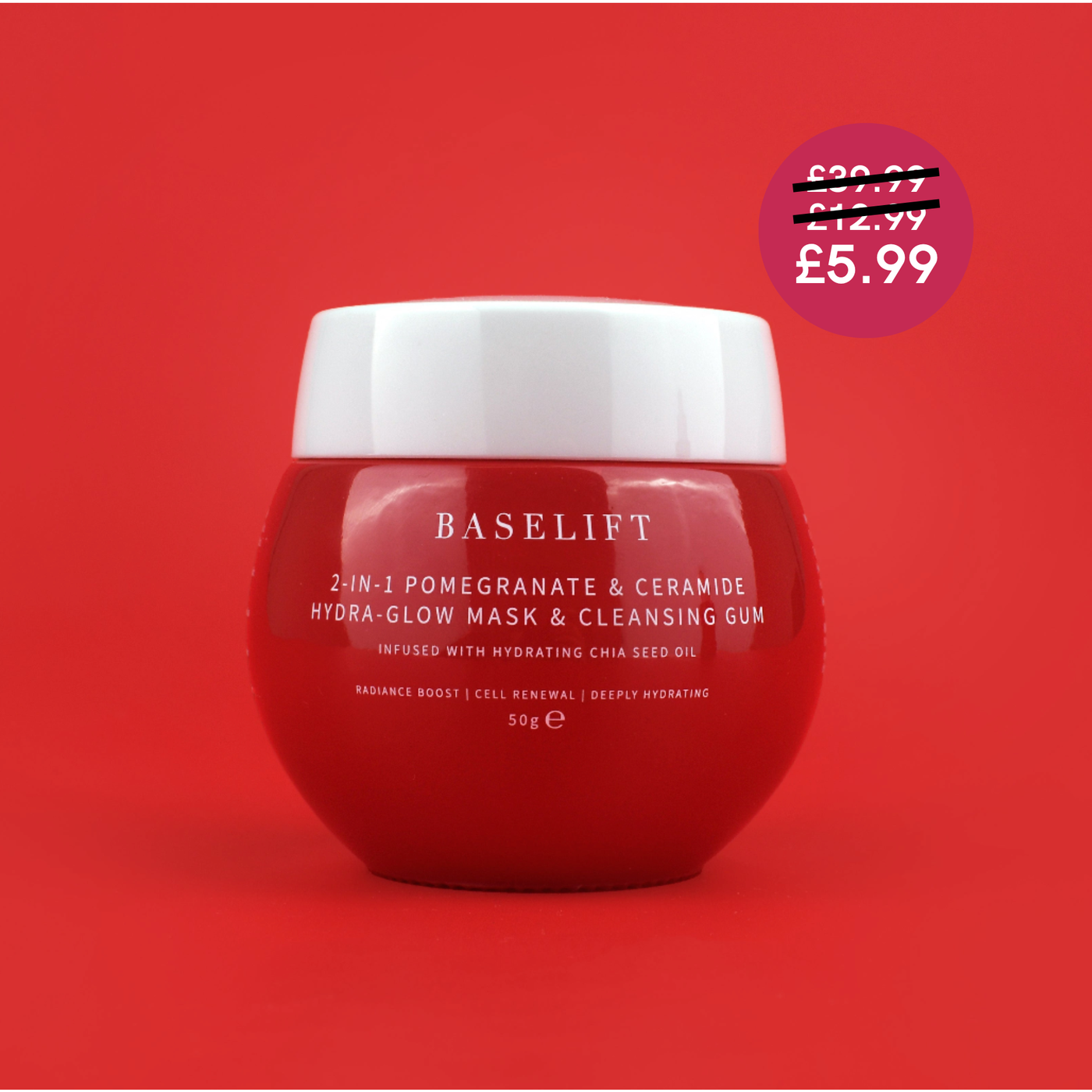 2-in-1 Pomegranate & Ceramide Hydra-Glow Mask & Cleansing Gum | 50g